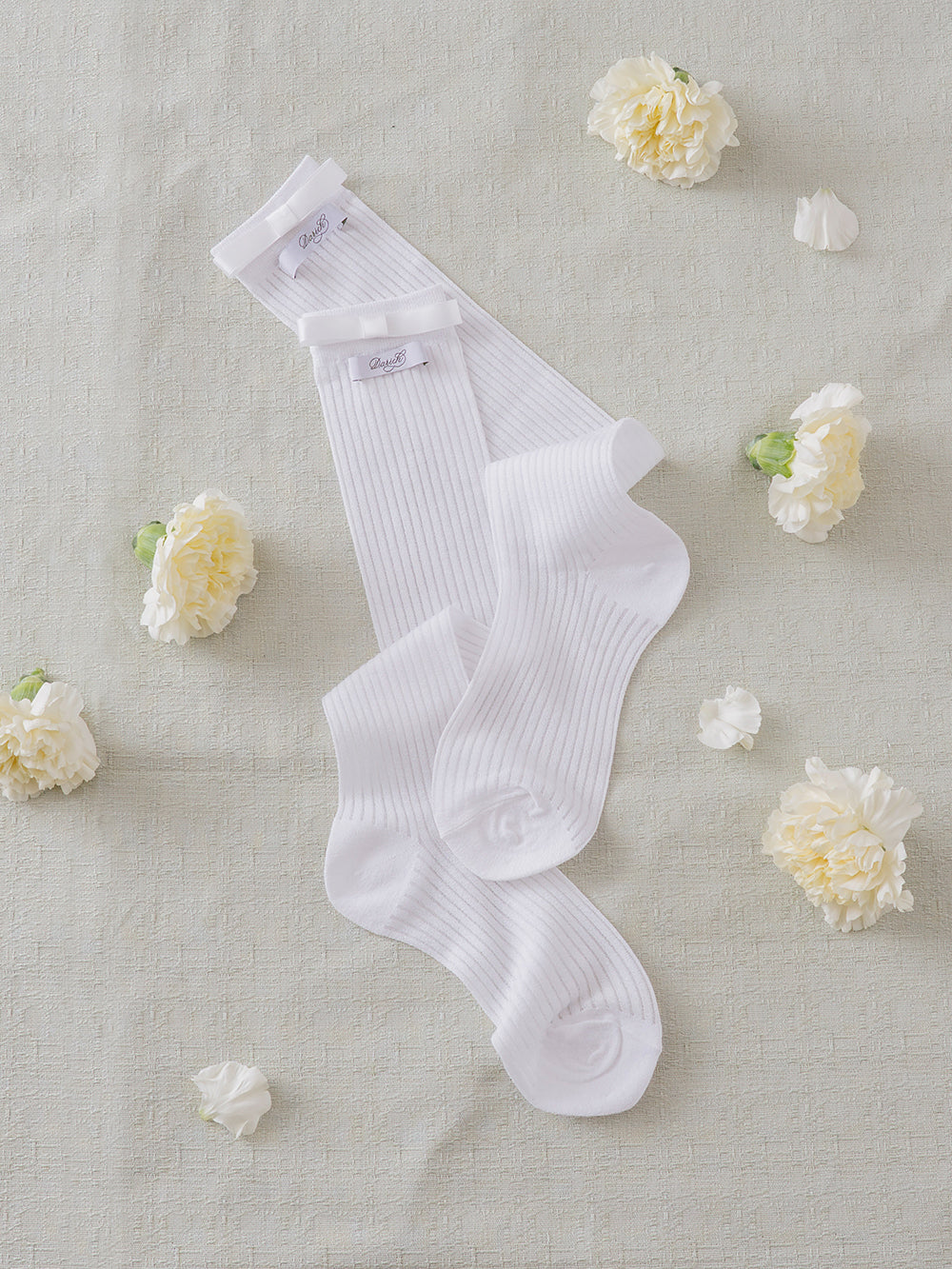 リボンネームシアーソックス - wht