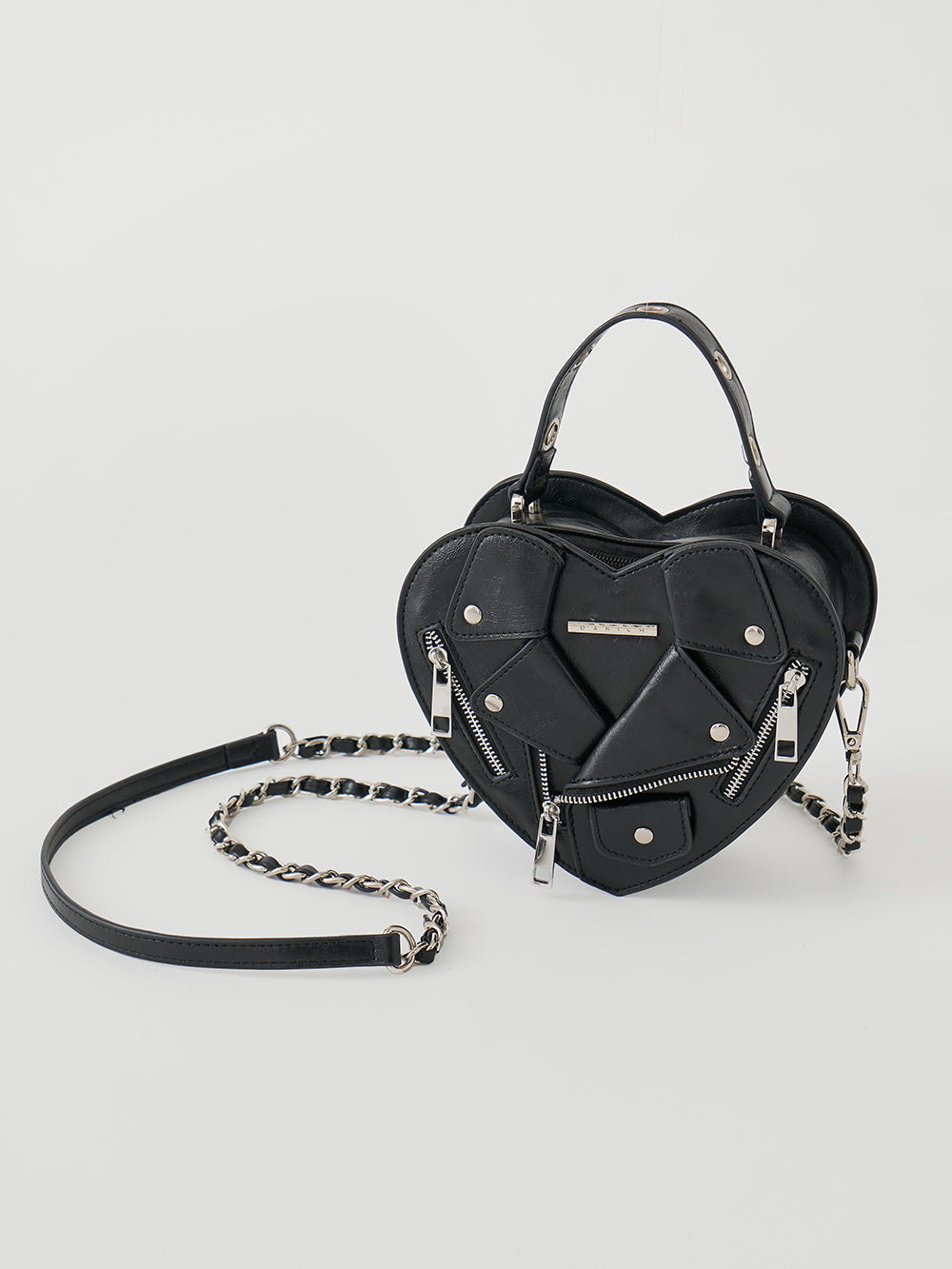 ライダースライクハートミニバッグ - blk