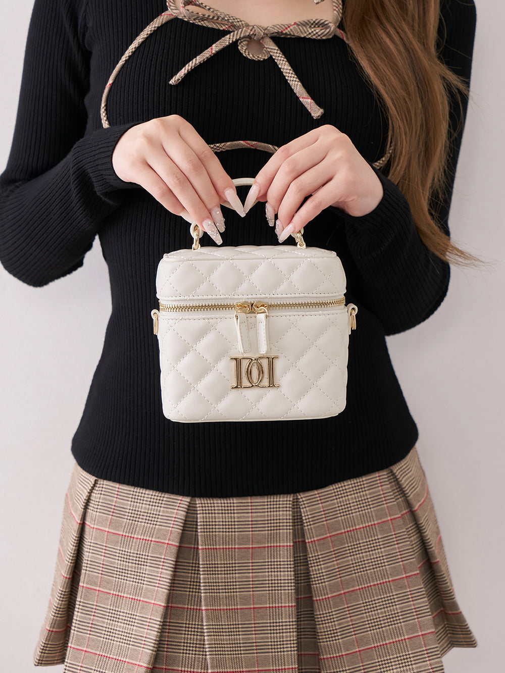 Darich ダーリッチ キルティングスクエアミニバッグSAX ゴールド ダーリッチ Darich 【ゴールドパーツ】キルティングスクエアミニ