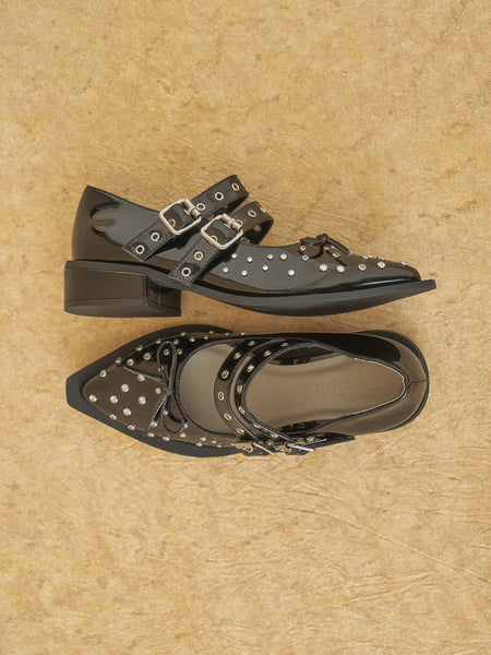 Double Buckle Flat Shoes