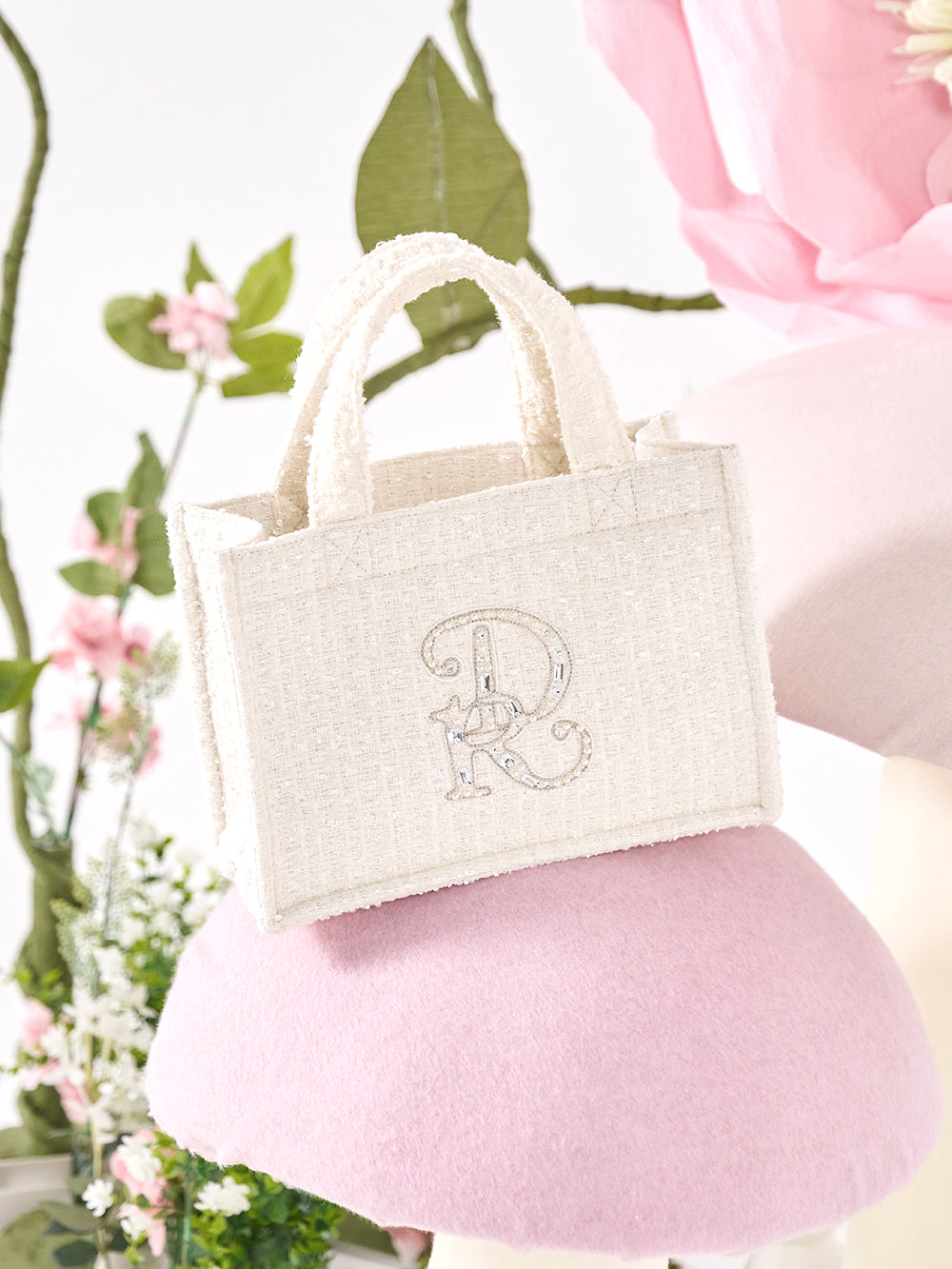 【予約商品】DRビジューミニトートバッグ - wht