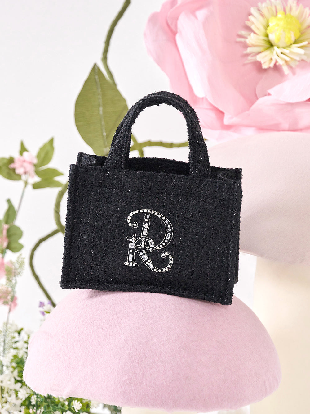【予約商品】DRビジューミニトートバッグ - blk