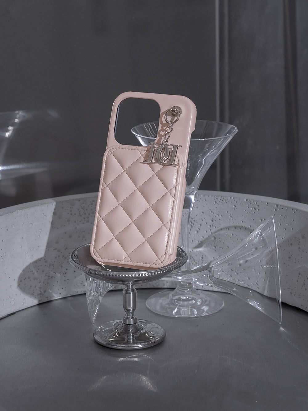 【予約商品】キルティングミラーDDチャームiPhoneケース - pnk