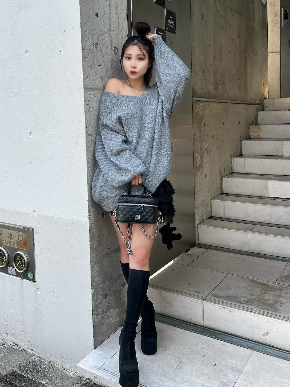 モデル：158cm（着用サイズ：FREE　着用カラー：GRY）
