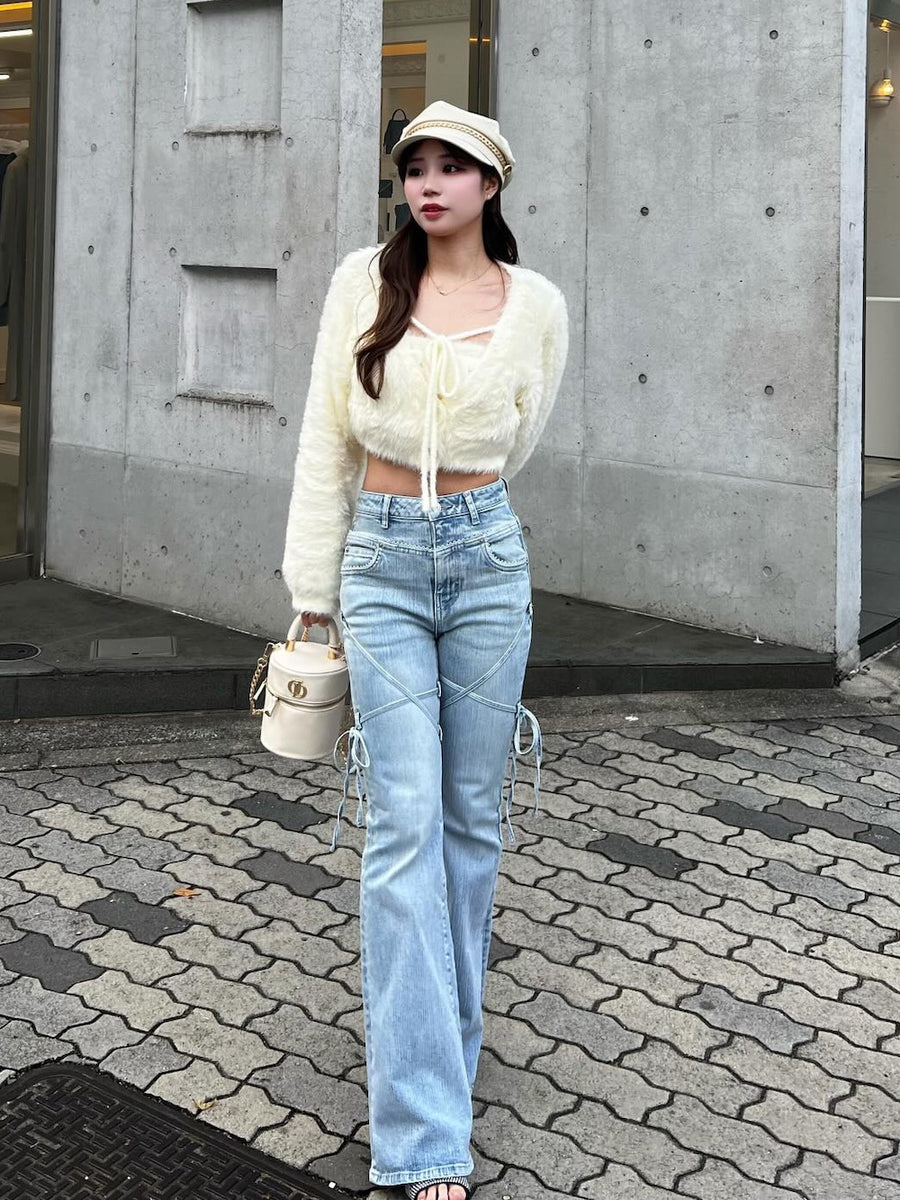 モデル：158cm（着用サイズ：S　着用カラー：I-BLU）