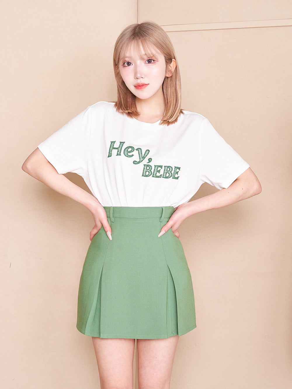 シアーエンブロイダリーTシャツ - d-grn