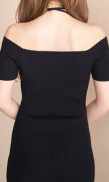 オフショルニットリボンワンピース