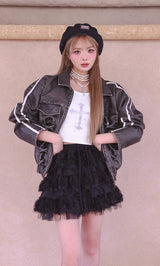 モデル：163cm（着用サイズ：FREE　着用カラー：BLK）
