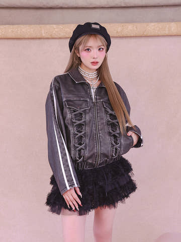 モデル：163cm（着用サイズ：FREE　着用カラー：BLK）