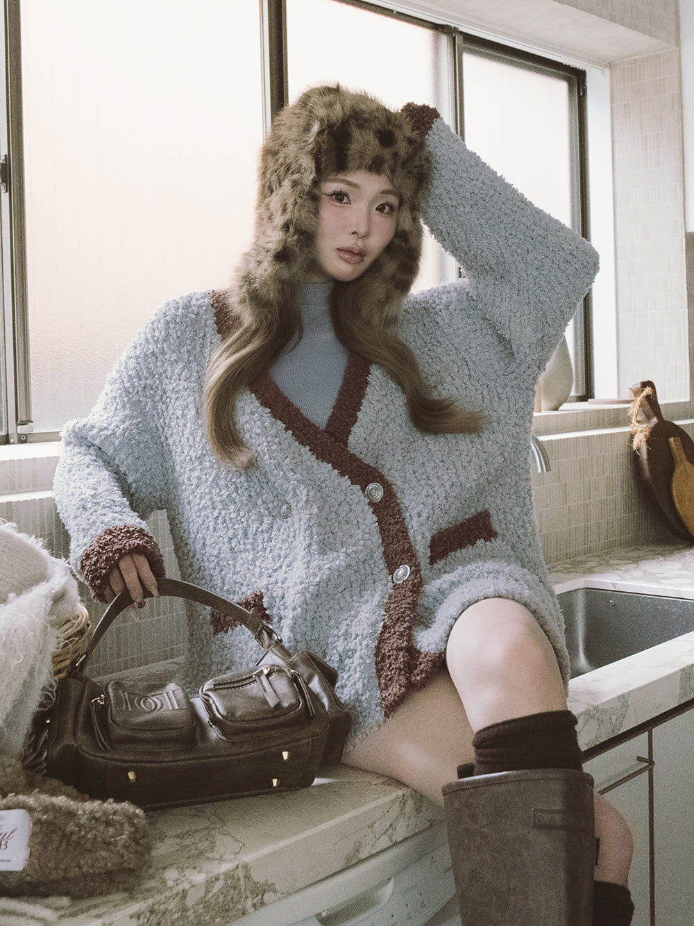 モデル：163cm（着用サイズ：FREE　着用カラー：SAX）