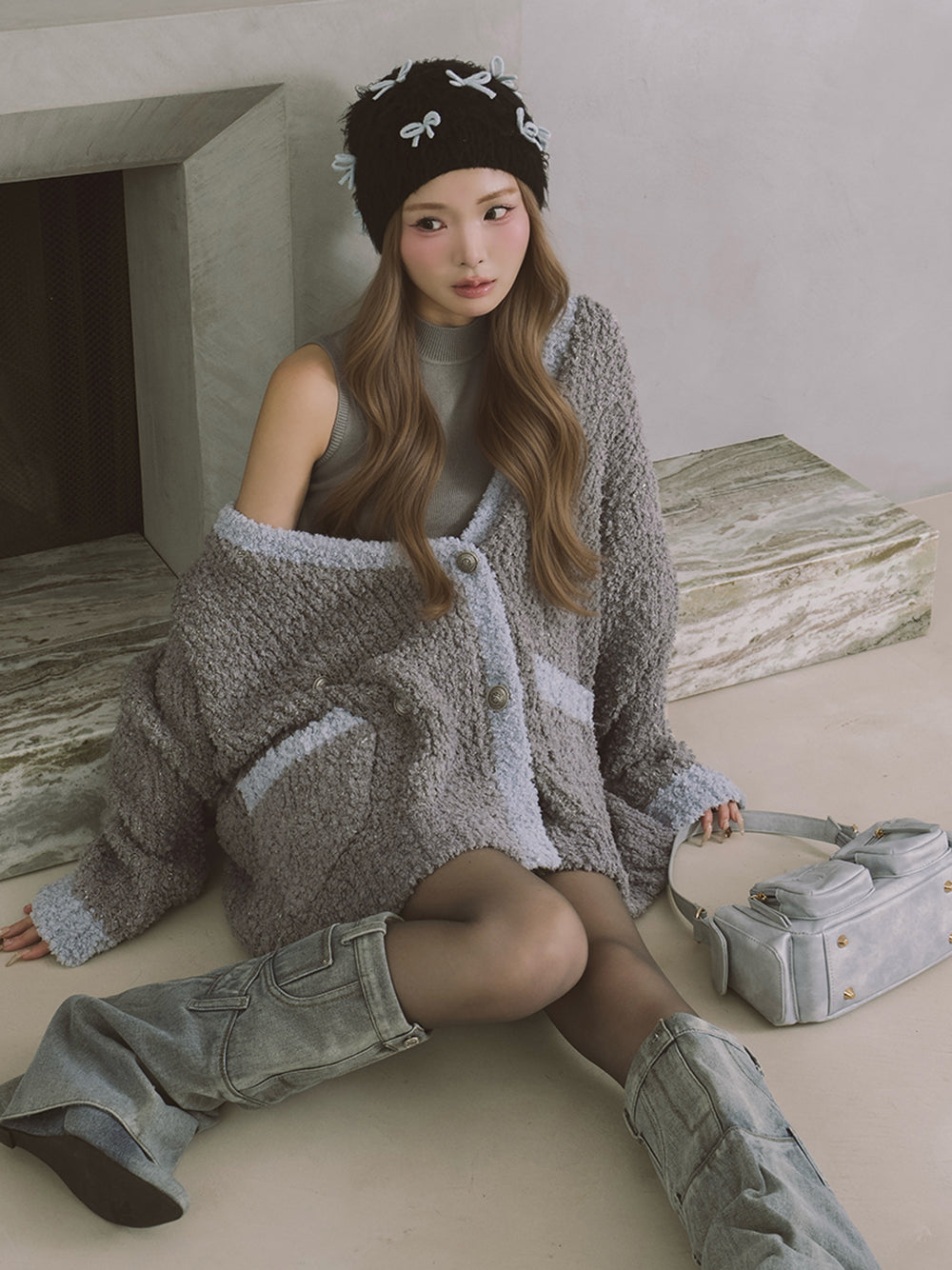 モデル：163cm（着用サイズ：FREE　着用カラー：GRY）