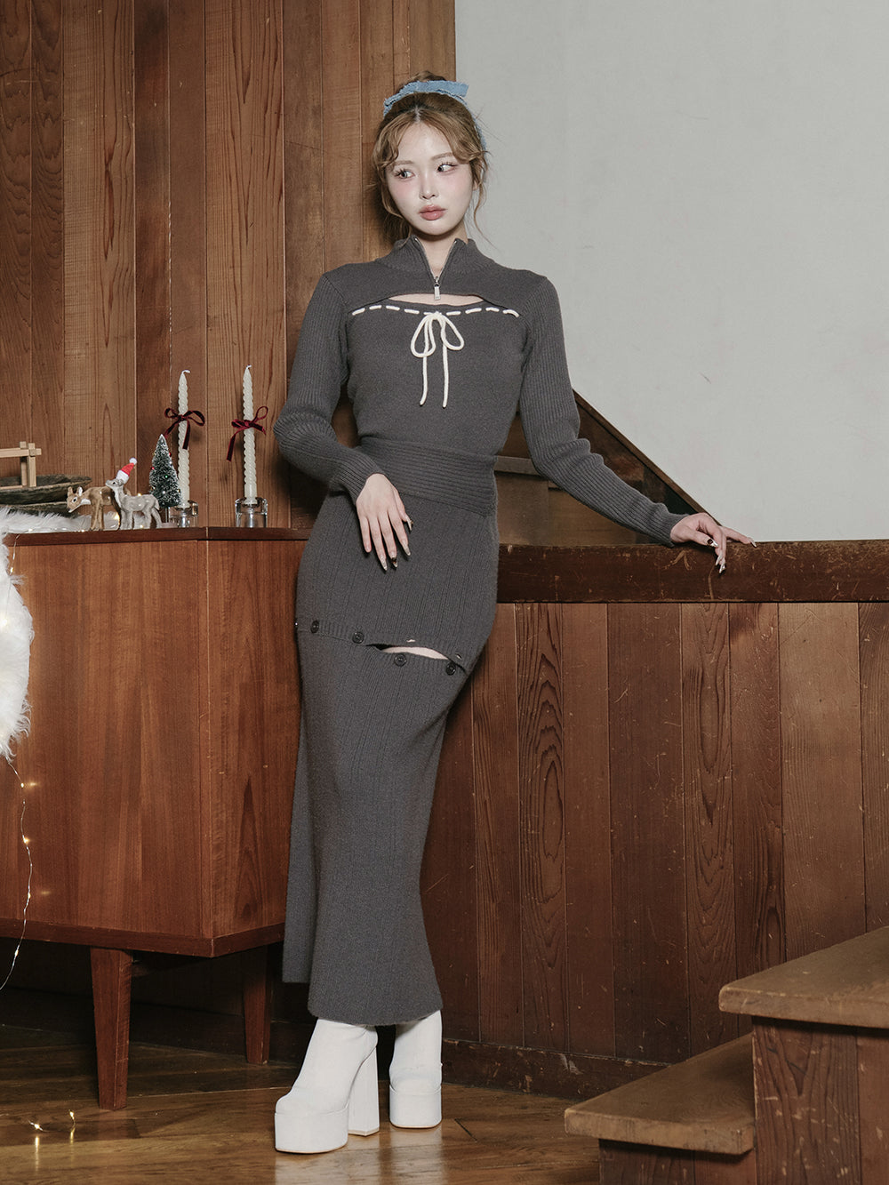 モデル：163cm（着用サイズ：FREE　着用カラー：GRY）