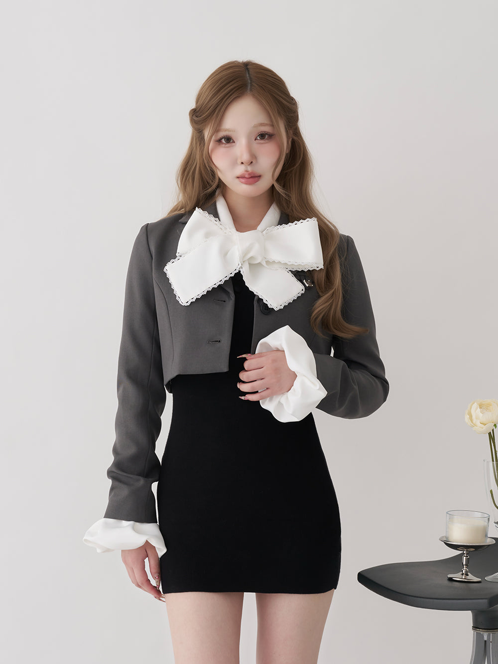 モデル：163cm（着用サイズ：FREE　着用カラー：BLK）