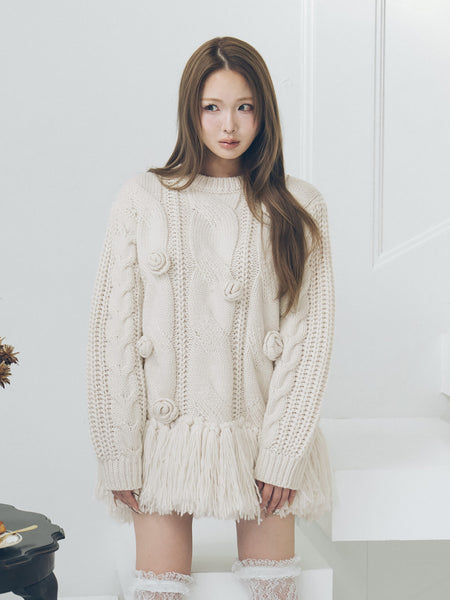 Rose Motif Knit Tunic