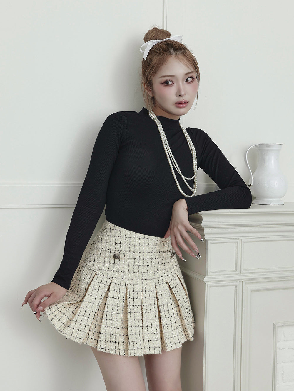 モデル：163cm（着用サイズ：FREE　着用カラー：BLK）