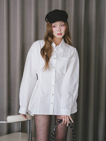 Waist-marked big shirt