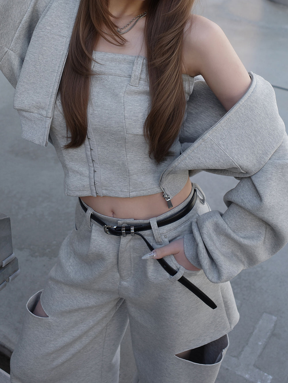 モデル：163cm（着用サイズ：S　着用カラー：GRY）