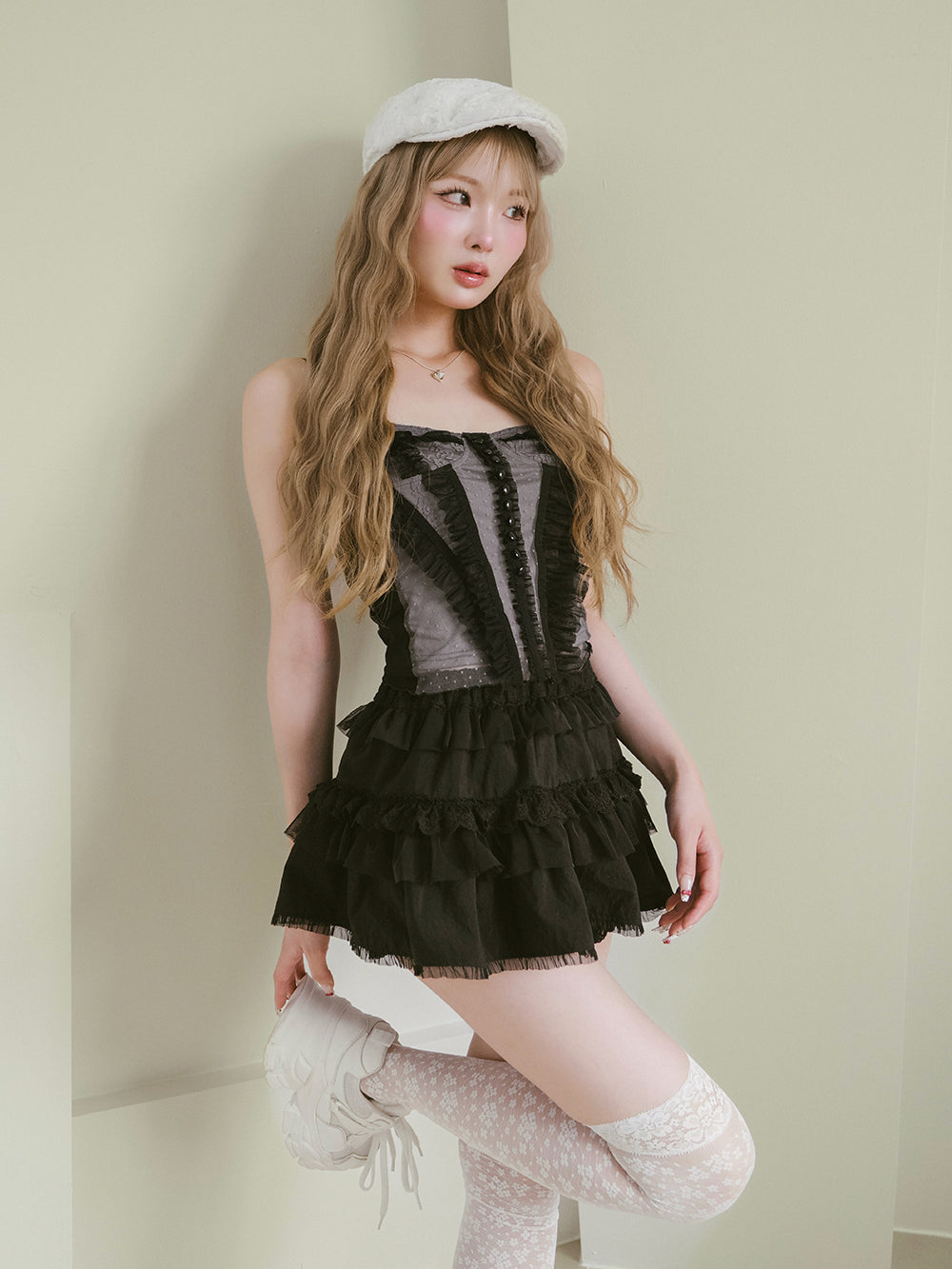 darich コルセットキャミソール　グレイ Darich（ダーリッチ） キャミソール ミックスシアーコルセット