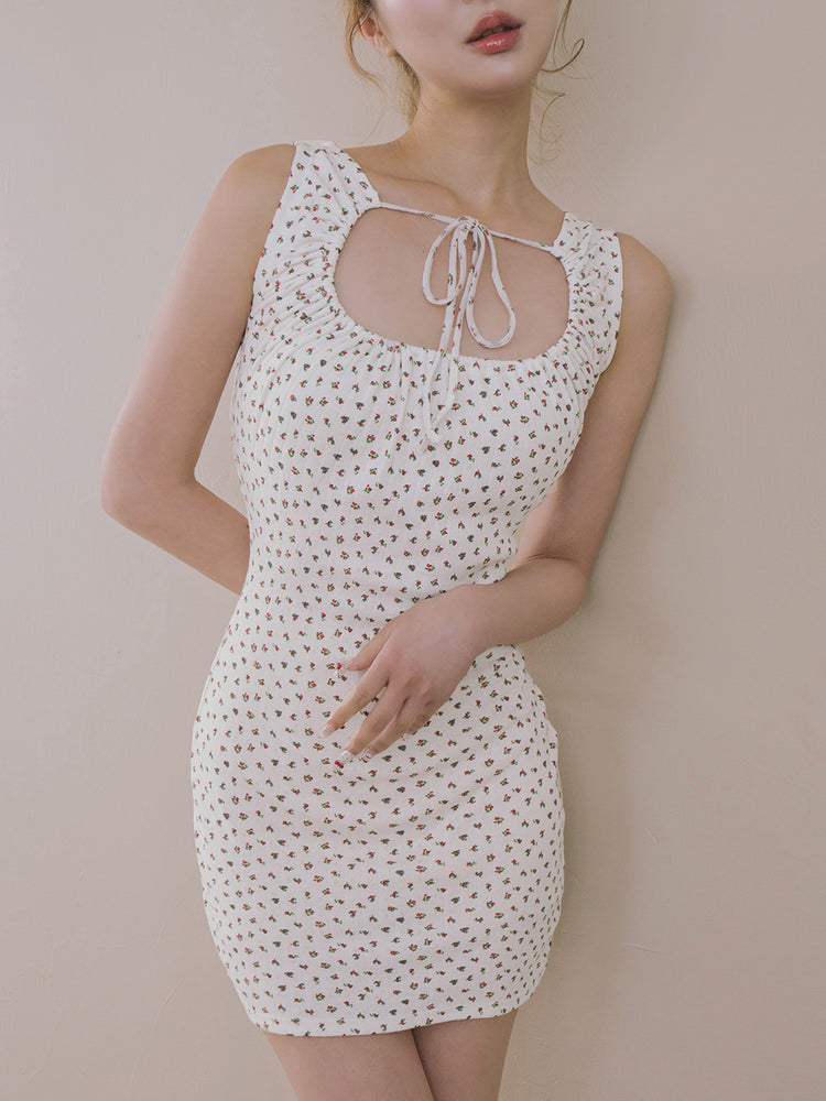 darich フロントオープンフローラルミニワンピース　white free フロントオープンフローラルミニワンピース – Darich (ダーリッチ)