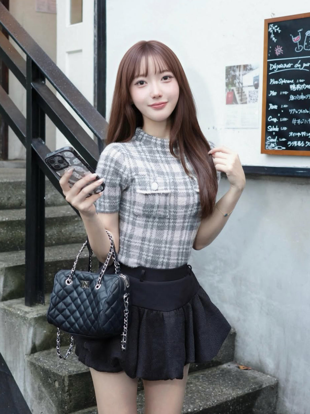 モデル：161cm（着用サイズ：FREE　着用カラー：GRY）