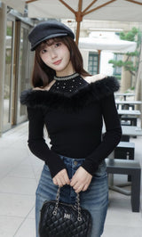 モデル：161cm（着用サイズ：FREE　着用カラー：BLK）