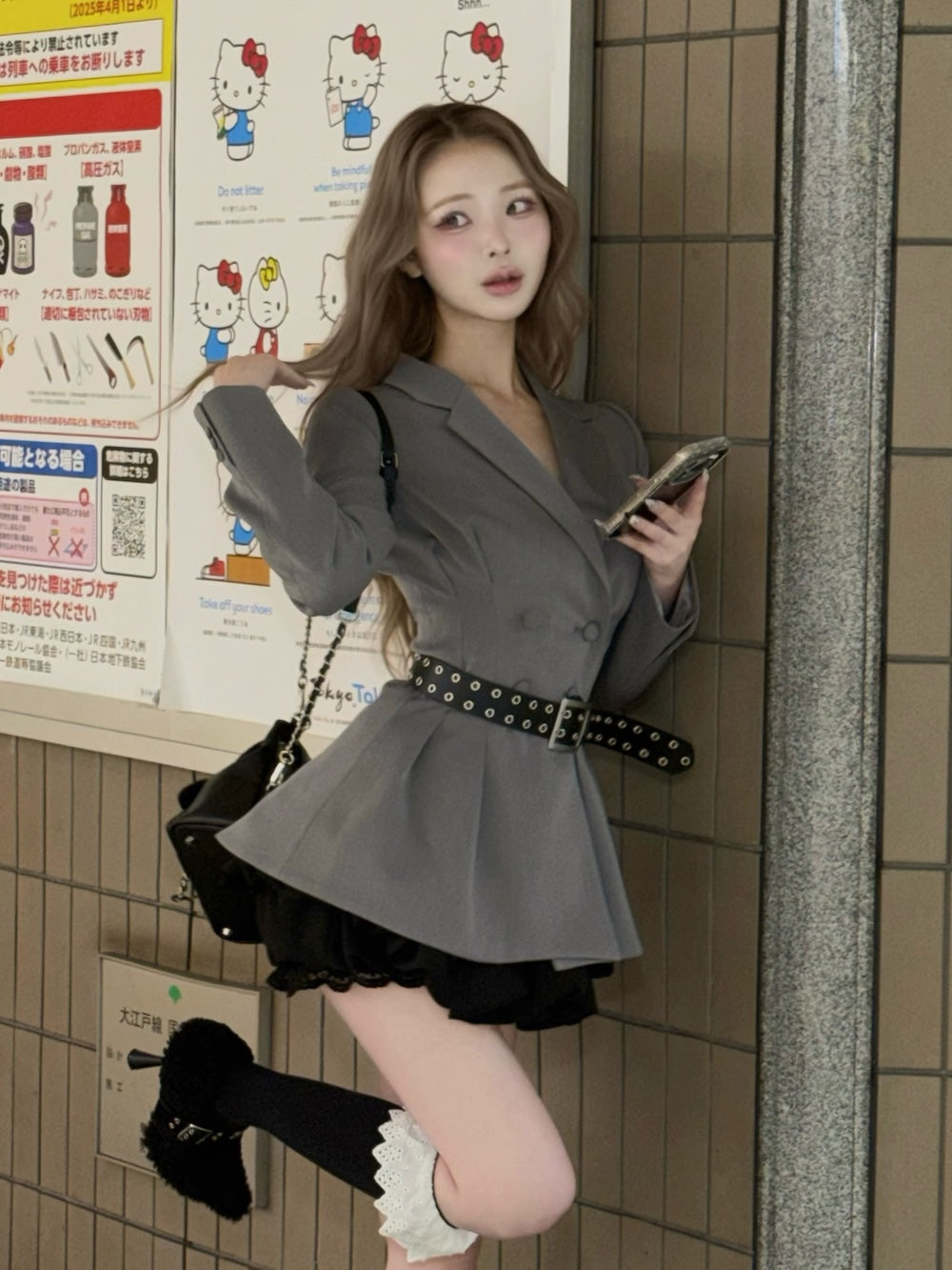 モデル：163cm（着用サイズ：FREE　着用カラー：GRY）