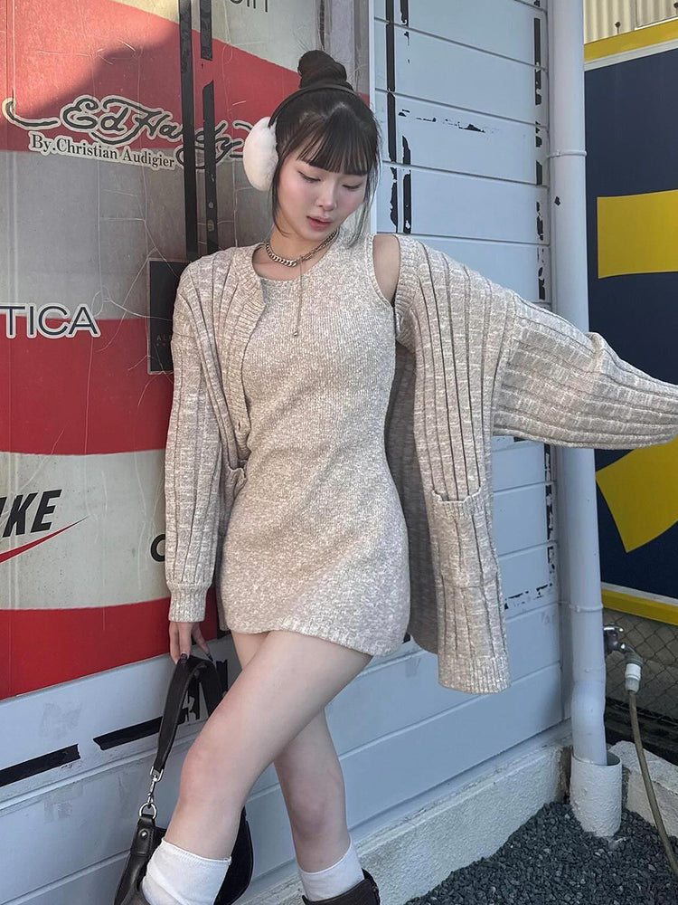 シャーベットアンサンブルニットミニワンピース – Darich
