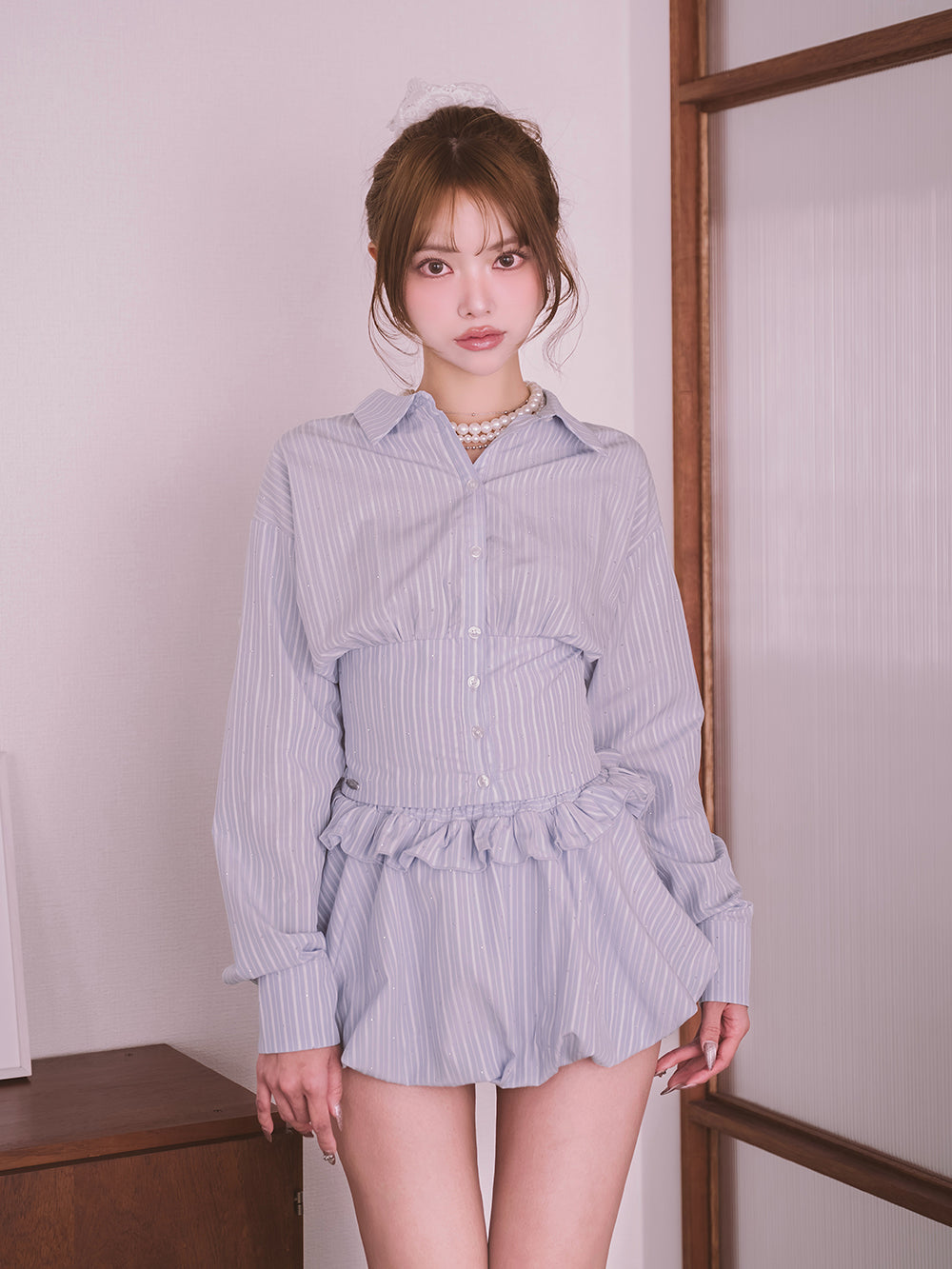 Darich ダーリッチ ビジューシャツバルーンミニセットアップ FL ビジューシャツバルーンミニセットアップ – Darich