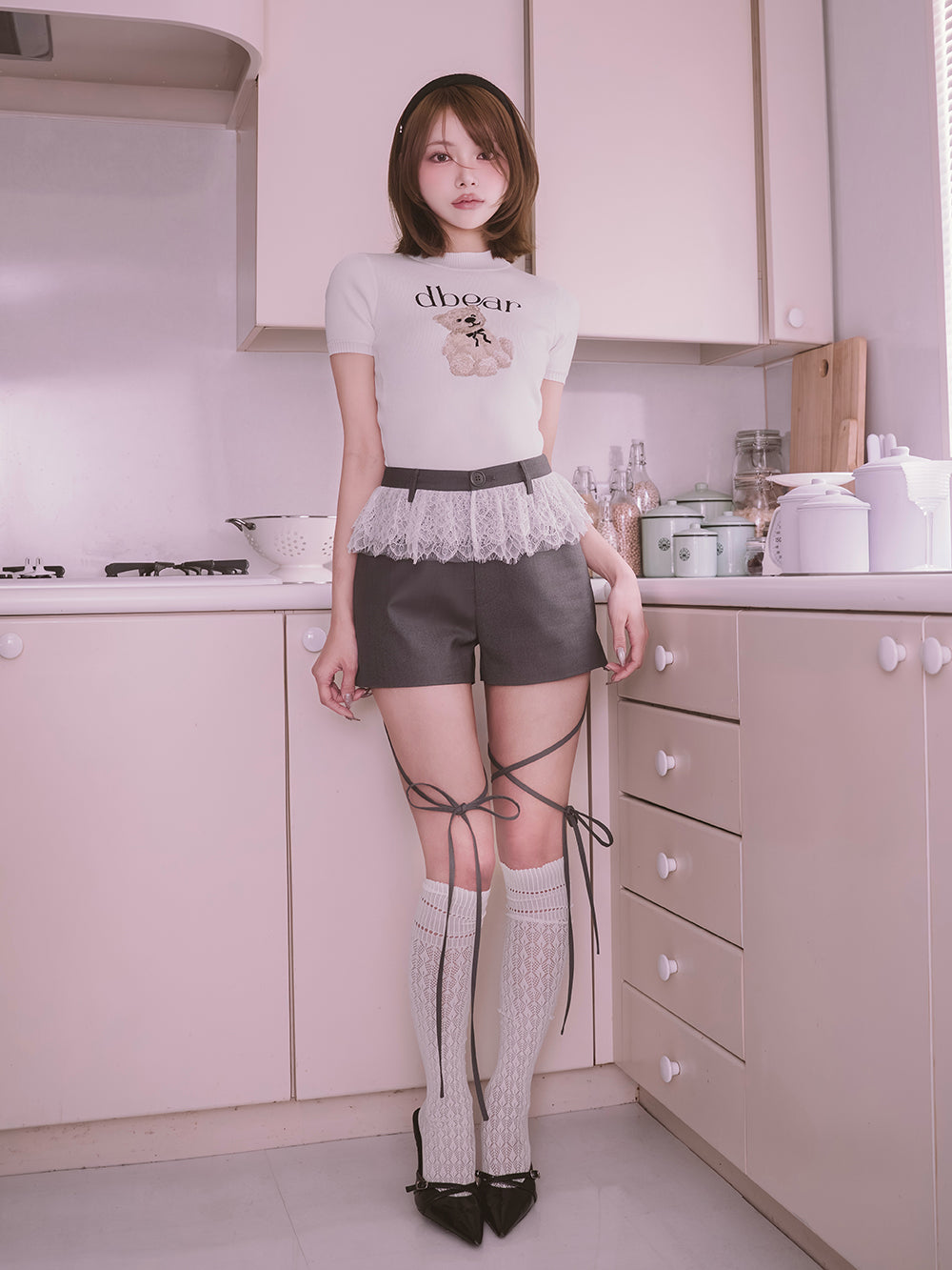 レースドッキングリボンショートパンツ Darich レースドッキングリボンショートパンツ – Darich