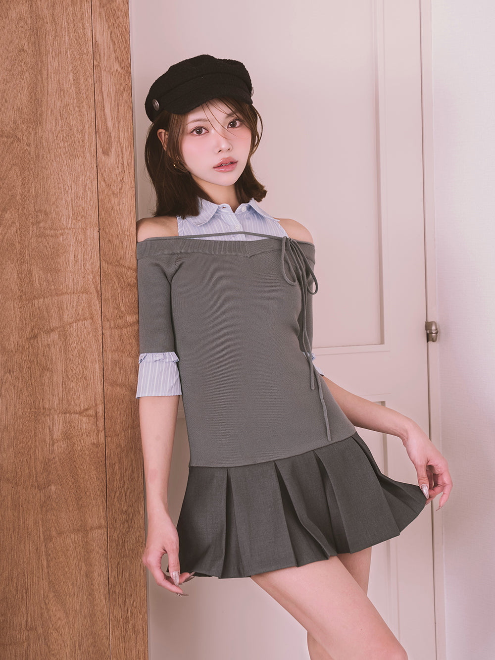 モデル：163cm（着用サイズ：FREE　着用カラー：GRY）
