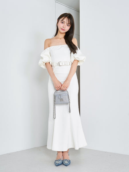 Denim Off-Shoulder Long Dress