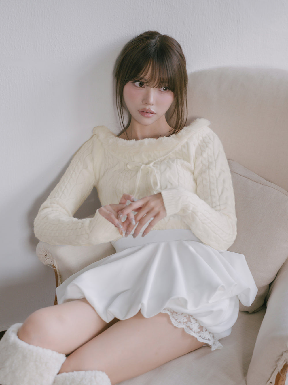 モデル：163cm（着用サイズ：FREE　着用カラー：IVO）