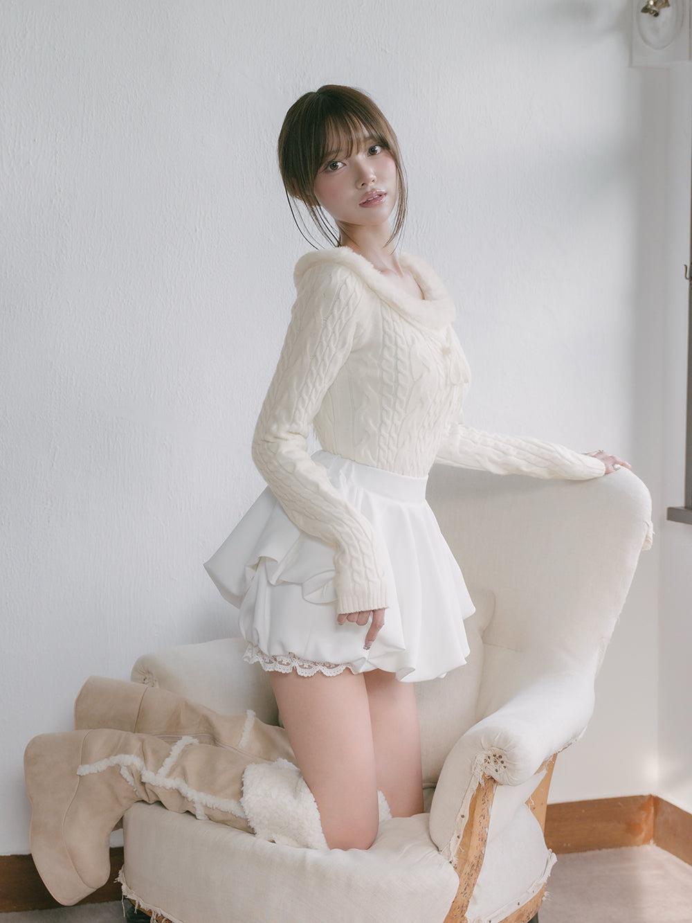 モデル：163cm（着用サイズ：FREE　着用カラー：IVO）