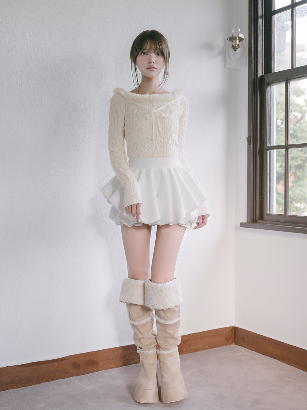 モデル：163cm（着用サイズ：FREE　着用カラー：WHT）