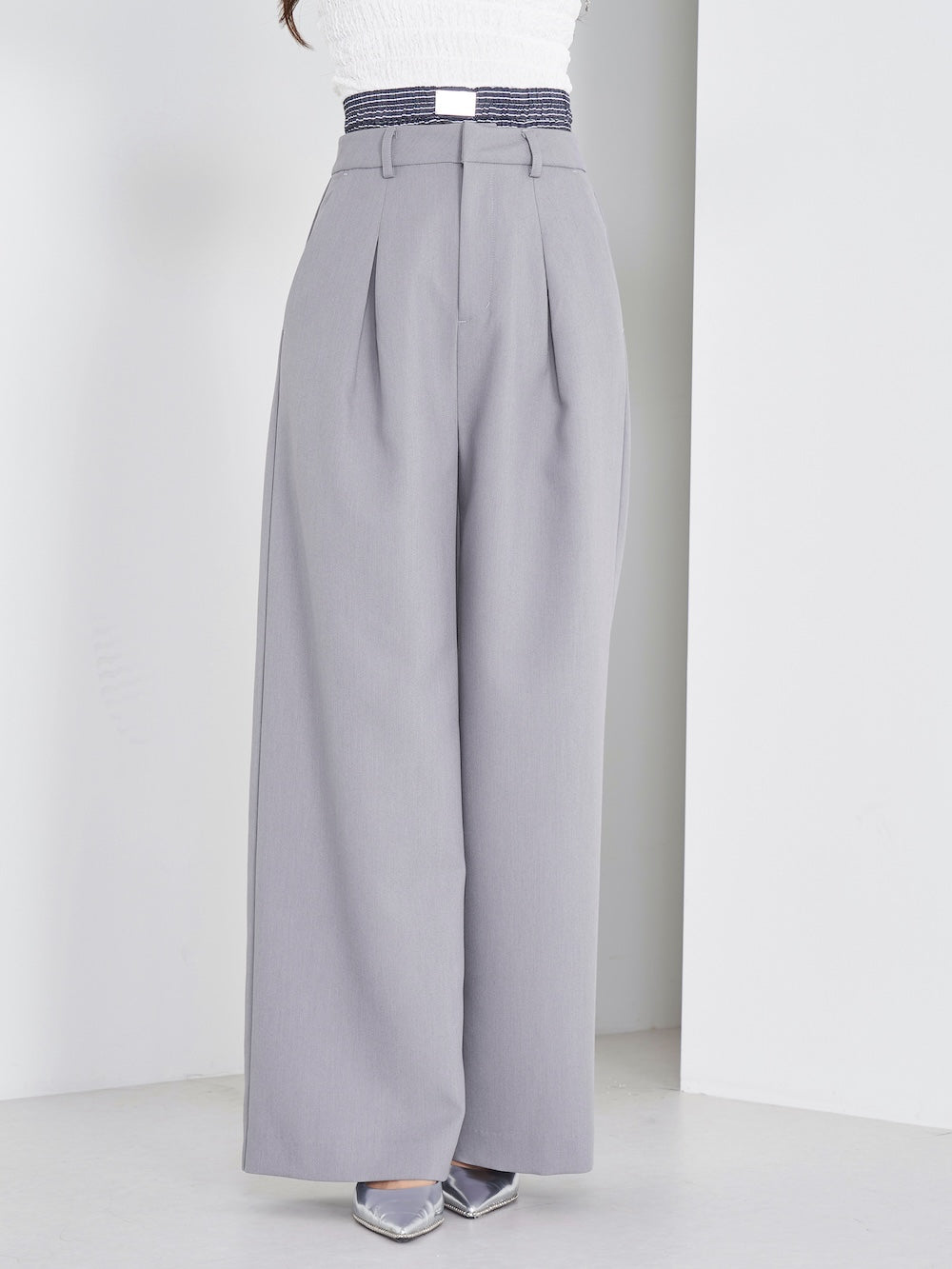 ショーツレイヤードロングパンツ - gry