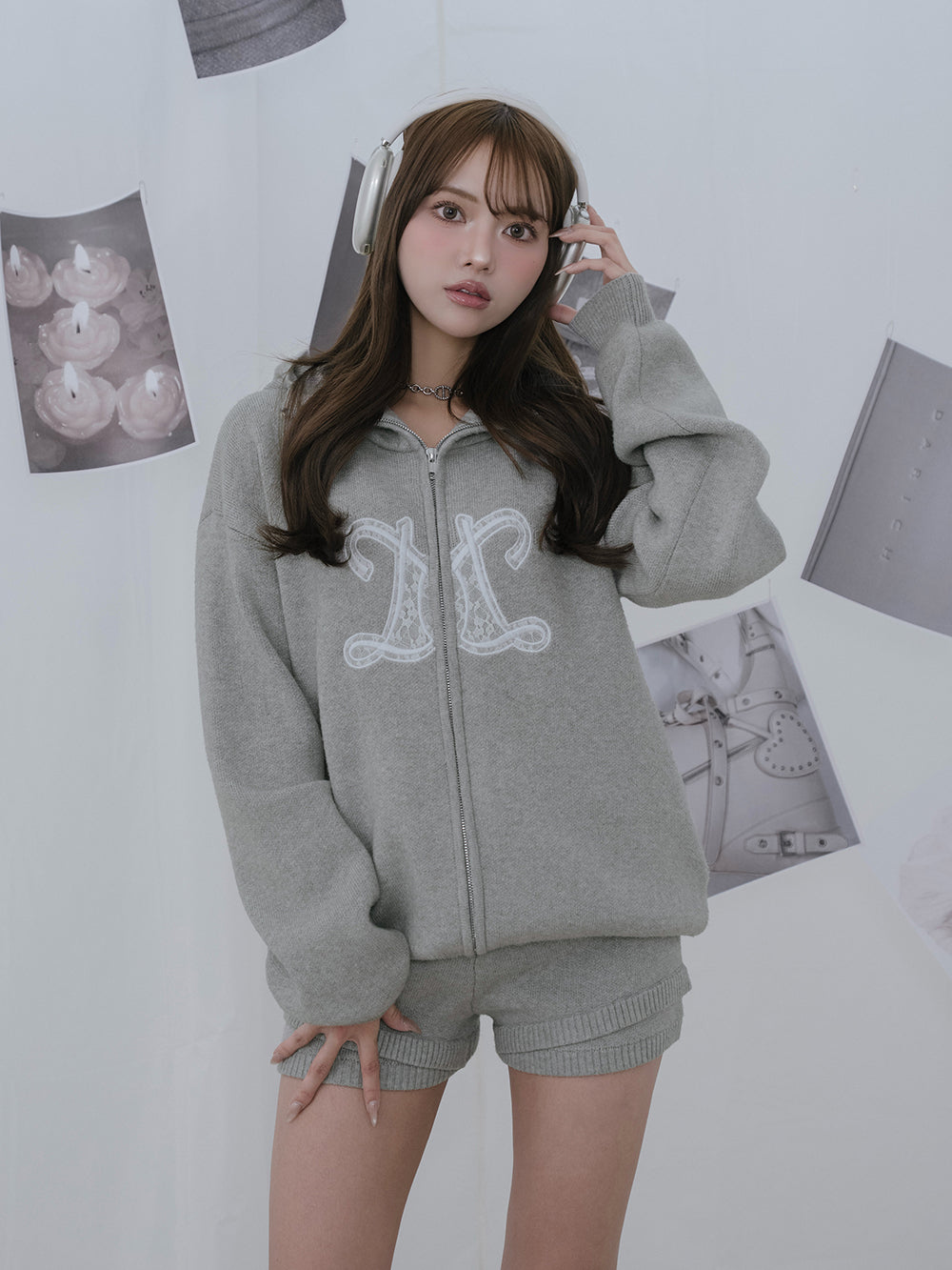 インフィニティロゴパンツニットセットアップ - gry