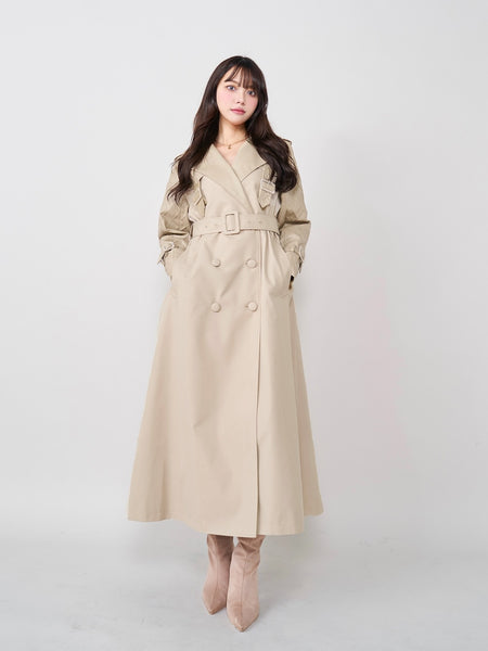 Bicolor Leather Layered Trench Coat