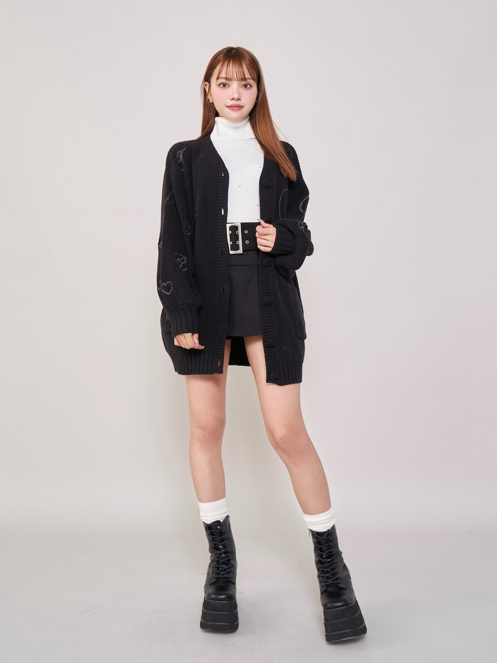 ハトメベルトプリーツミニスカート