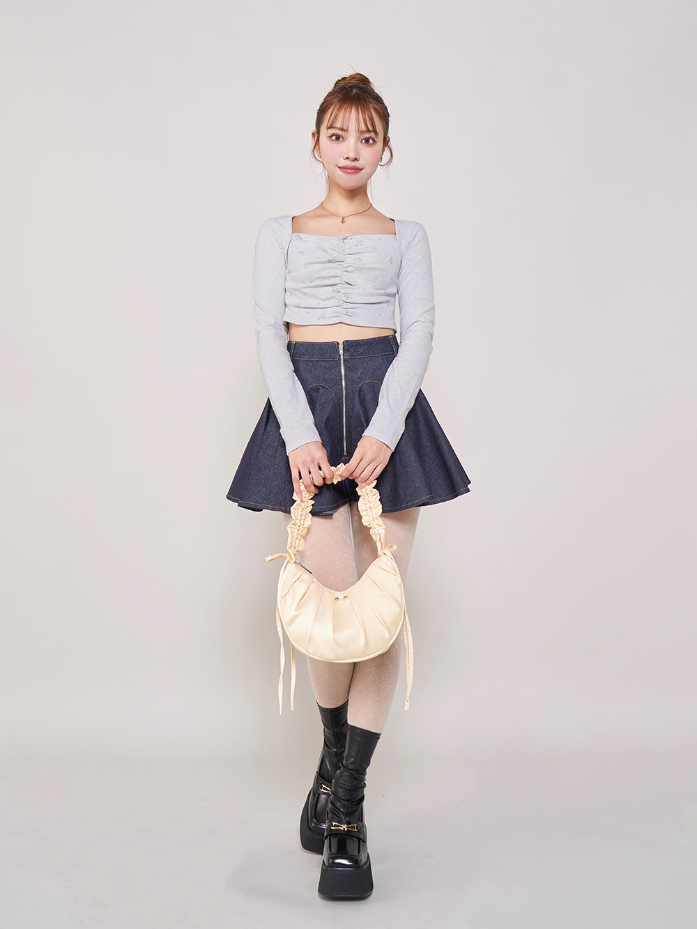 フラワーハンドルミニバッグ