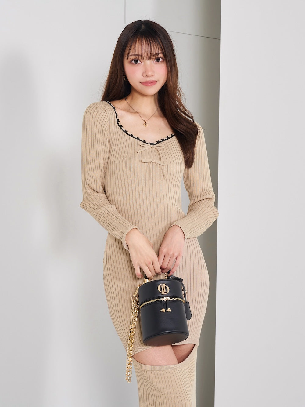 ステッチリボンニットロングワンピース – Darich