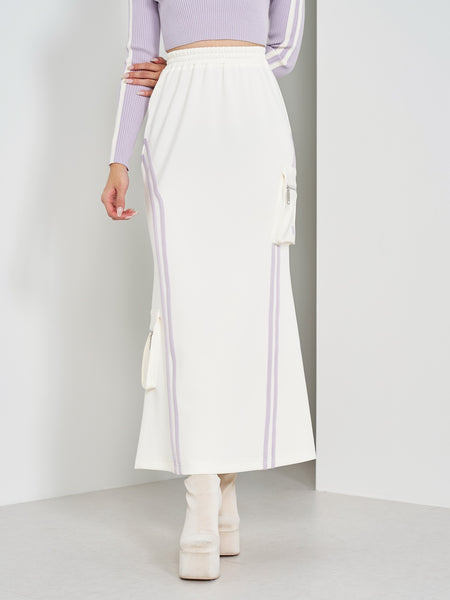 Curve-Line Jersey Long Skirt