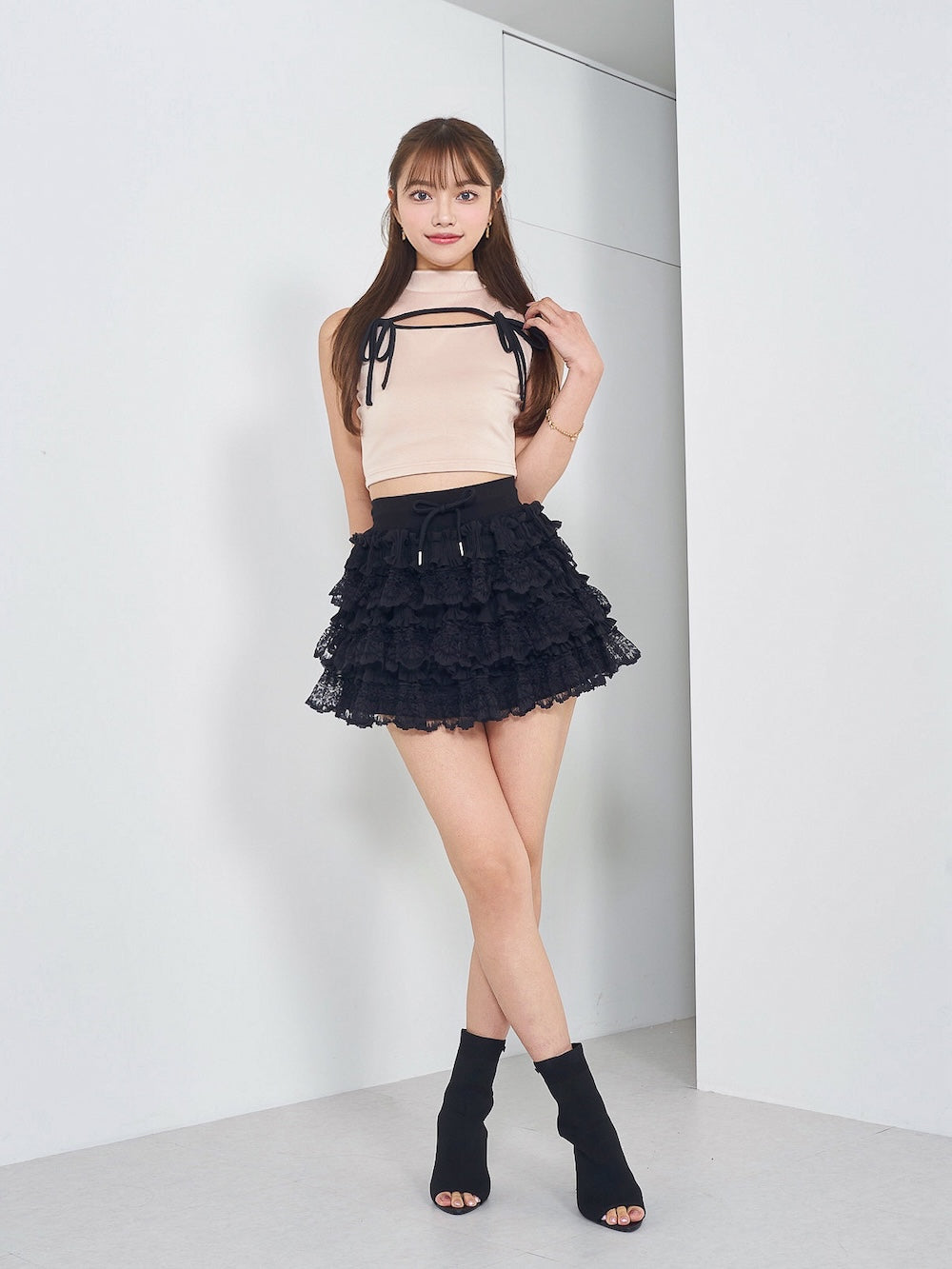 オープンリボンノースリカットトップス – Darich