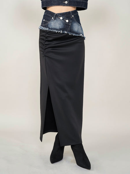 Docking Denim Tight Skirt
