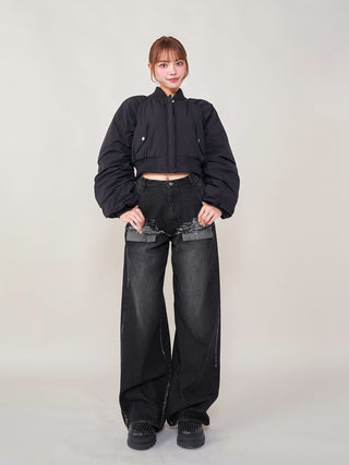 モデル：163cm（着用サイズ：M　着用カラー：BLK）