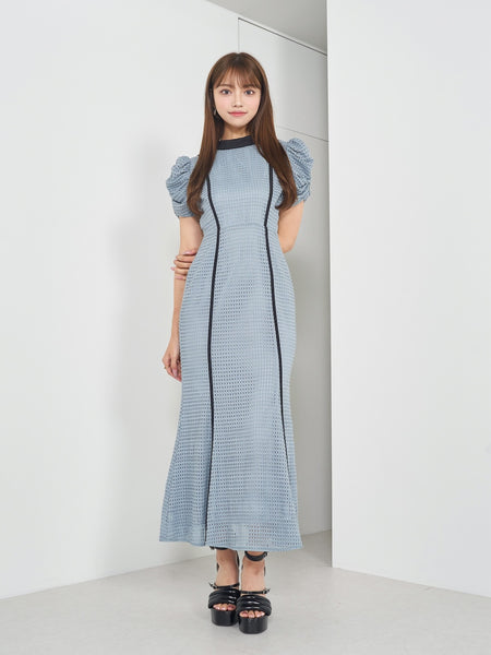 Cotton Lace Back Ribbon Long Dress