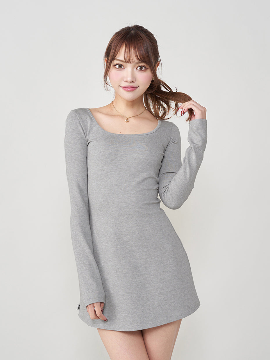 シルエットカットミニワンピース - gry