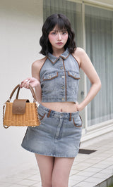 モデル：163cm（着用サイズ：S　着用カラー：BLU）