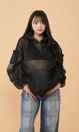 モデル：163cm（着用サイズ：FREE　着用カラー：BLK）
