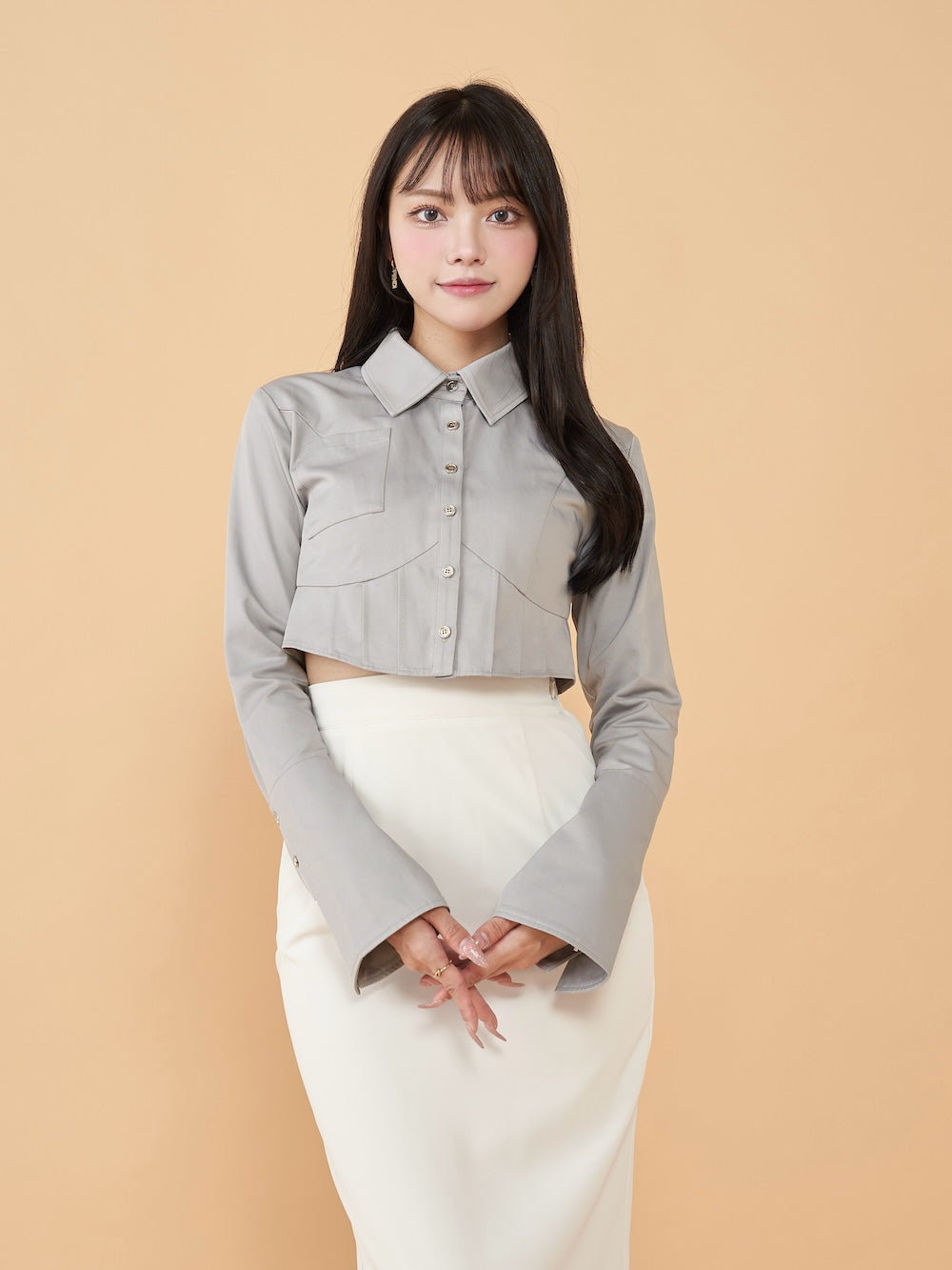 コルセットショートシャツ - gry