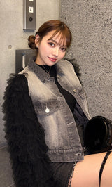 モデル：163cm（着用サイズ：FREE　着用カラー：BLK）